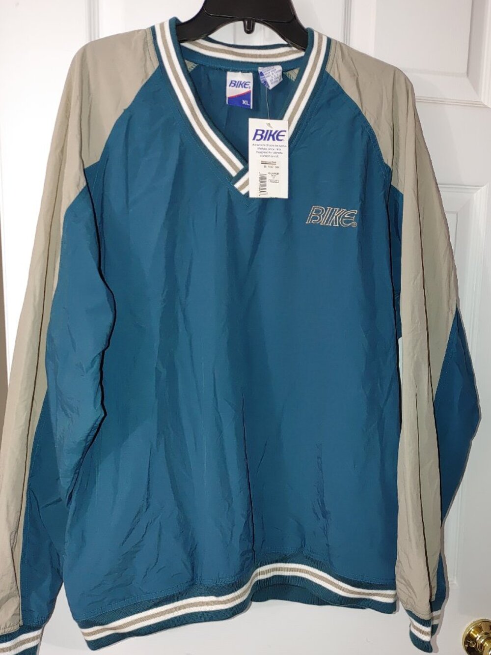 Vintage BIKE Windbreaker Pullover Jacket XL NWT NOS Blue Gray 80-90s Athletic